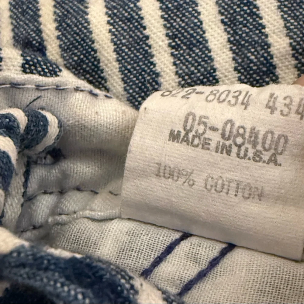 Vintage OshKosh‎ B'gosh Navy White Striped Overalls  Vestback Made in USA
